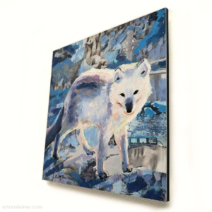 mini arctic fox artprint 10x10cm