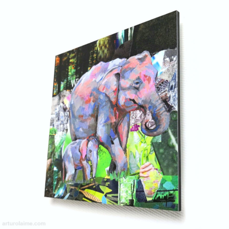 mini sumatran elephants artprint 10x10cm