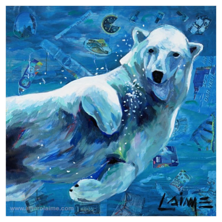 Polar bear mixed media artwork